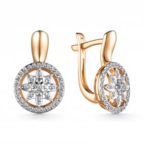 Золотые серьги АЛЬКОР 25089-100 с бриллиантом 25089-100 фото