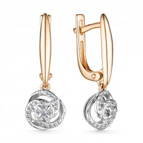 Золотые серьги АЛЬКОР 25094-100 с бриллиантом 25094-100 фото
