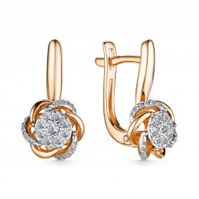 Золотые серьги АЛЬКОР 25095-100 с бриллиантом 25095-100 фото