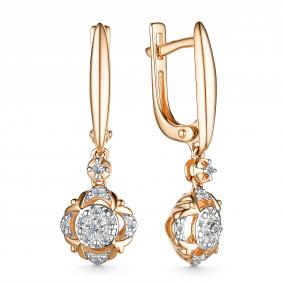 Золотые серьги АЛЬКОР 25096-100 с бриллиантом 25096-100 фото