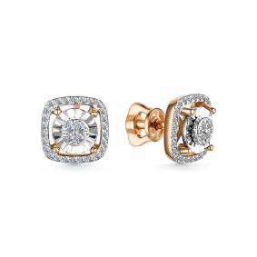 Золотые серьги АЛЬКОР 25098-100 с бриллиантом 25098-100 фото