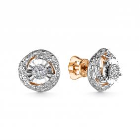Золотые серьги АЛЬКОР 25099-100 с бриллиантом 25099-100 фото