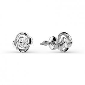 Серьги из белого золота АЛЬКОР 2510-200 с бриллиантом 2510-200 фото