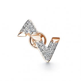 Одиночная золотая серьга АЛЬКОР с бриллиантом 25107-100 25107-100 фото