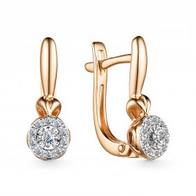 Золотые серьги АЛЬКОР 25114-100 с бриллиантом 25114-100 фото