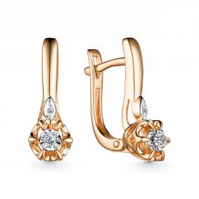 Золотые серьги АЛЬКОР 25115-100 с бриллиантом 25115-100 фото