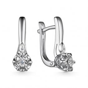 Серьги из белого золота АЛЬКОР 25115-200 с бриллиантом 25115-200 фото