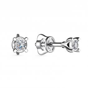 Серьги из белого золота АЛЬКОР 25117-200 с бриллиантом 25117-200 фото