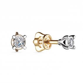 Золотые серьги АЛЬКОР 25117-300 с бриллиантом 25117-300 фото