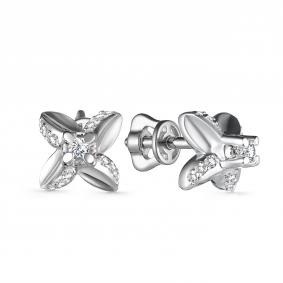 Серьги из белого золота АЛЬКОР 25137-200 с бриллиантом 25137-200 фото