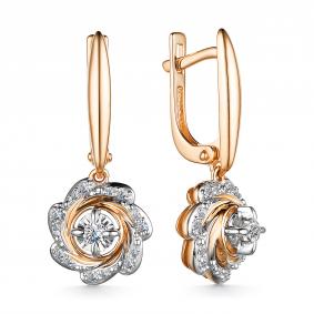 Золотые серьги АЛЬКОР 25139-100 с бриллиантом 25139-100 фото