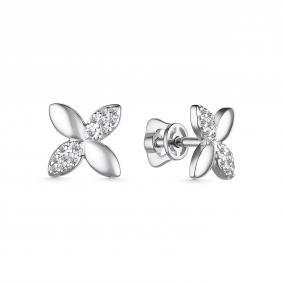 Серьги из белого золота АЛЬКОР 25141-200 с бриллиантом 25141-200 фото