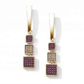 Золотые серьги АЛЬКОР 25183-369 с бриллиантом и рубином 25183-369 фото