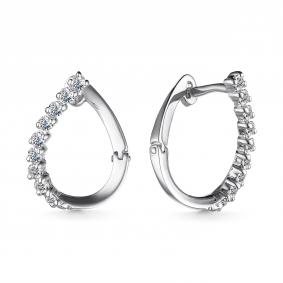 Серьги из белого золота АЛЬКОР 25214-200 с бриллиантом 25214-200 фото