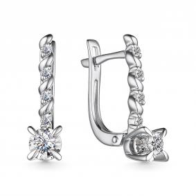 Серьги из белого золота АЛЬКОР 25224-200 с бриллиантом 25224-200 фото