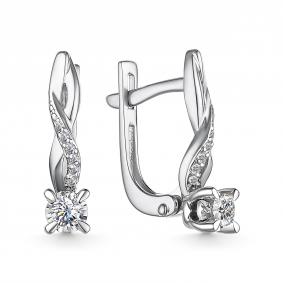 Серьги из белого золота АЛЬКОР 25225-200 с бриллиантом 25225-200 фото