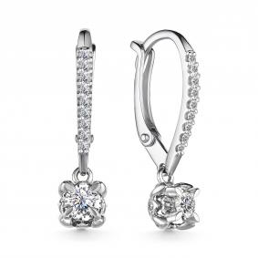 Серьги из белого золота АЛЬКОР 25226-200 с бриллиантом 25226-200 фото