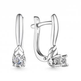 Серьги из белого золота АЛЬКОР 25227-200 с бриллиантом 25227-200 фото