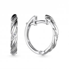 Серьги из белого золота АЛЬКОР 25233-200 с бриллиантом 25233-200 фото