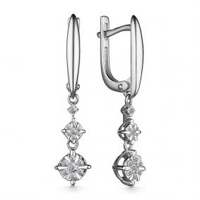 Серьги из белого золота АЛЬКОР 25249-200 с бриллиантом 25249-200 фото