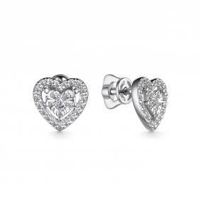Серьги из белого золота АЛЬКОР 25254-200 с бриллиантом 25254-200 фото