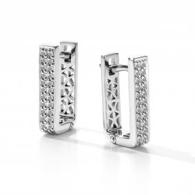 Серьги из белого золота АЛЬКОР 25278-200 с бриллиантом 25278-200 фото