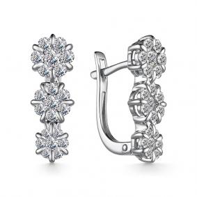 Серьги из белого золота АЛЬКОР 25286-200 с бриллиантом 25286-200 фото