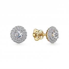 Золотые серьги АЛЬКОР 25372-300 с бриллиантом 25372-300 фото