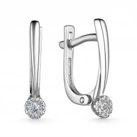 Серьги из белого золота АЛЬКОР 25373-200 с бриллиантом 25373-200 фото