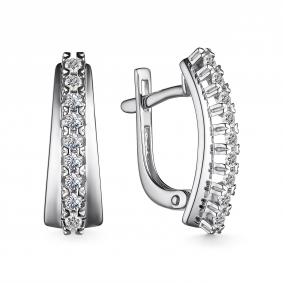 Серьги из белого золота АЛЬКОР 25382-200 с бриллиантом 25382-200 фото