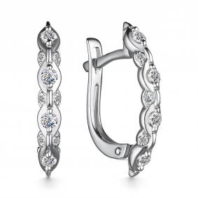 Серьги из белого золота АЛЬКОР 25398-200 с бриллиантом 25398-200 фото