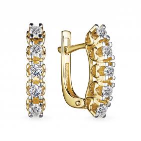 Золотые серьги АЛЬКОР 25399-300 с бриллиантом 25399-300 фото