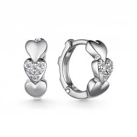 Серьги из белого золота АЛЬКОР 25412-200 с бриллиантом 25412-200 фото