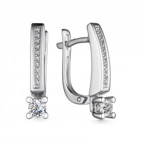 Серьги из белого золота АЛЬКОР 25423-200 с бриллиантом 25423-200 фото