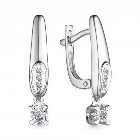 Серьги из белого золота АЛЬКОР 25425-200 с бриллиантом 25425-200 фото