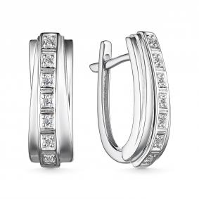 Серьги из белого золота АЛЬКОР 25455-200 с бриллиантом 25455-200 фото