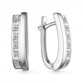 Серьги из белого золота АЛЬКОР 25459-200 с бриллиантом 25459-200 фото