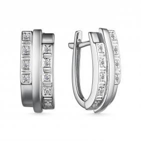 Серьги из белого золота АЛЬКОР 25465-200 с бриллиантом 25465-200 фото