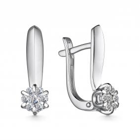 Серьги из белого золота АЛЬКОР 25509-200 с бриллиантом 25509-200 фото