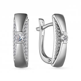Серьги из белого золота АЛЬКОР 25530-200 с бриллиантом 25530-200 фото