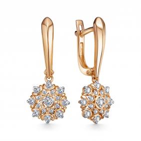 Золотые серьги АЛЬКОР 25545-100 с бриллиантом 25545-100 фото