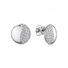 Серьги из белого золота АЛЬКОР 25587-200 с бриллиантом 25587-200 фото