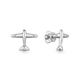 Серьги из белого золота АЛЬКОР 25609-200 с бриллиантом 25609-200 фото