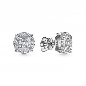 Серьги из белого золота АЛЬКОР 25666-200 с бриллиантом 25666-200 фото