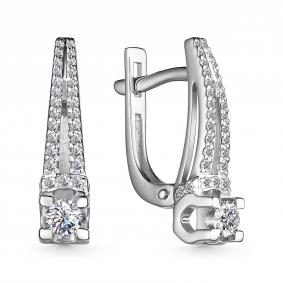 Серьги из белого золота АЛЬКОР 25726-200 с бриллиантом 25726-200 фото