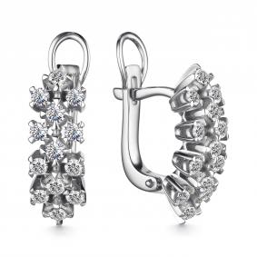 Серьги из белого золота АЛЬКОР 25731-200 с бриллиантом 25731-200 фото