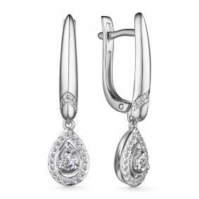 Серьги из белого золота АЛЬКОР 25739-200 с бриллиантом 25739-200 фото