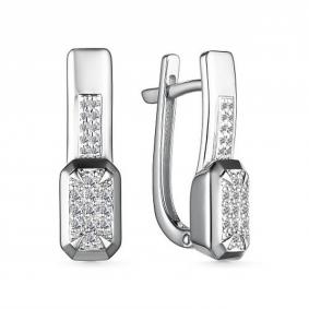 Серьги из белого золота АЛЬКОР 25743-200 с бриллиантом 25743-200 фото