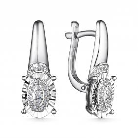 Серьги из белого золота АЛЬКОР 25745-200 с бриллиантом 25745-200 фото