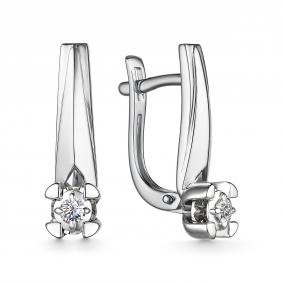 Серьги из белого золота АЛЬКОР 25746-200 с бриллиантом 25746-200 фото